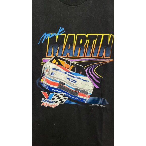 Vtg 1993 Mark Martin Nascar Short Sleeve Crew Neck T Shirt Valvoline Black Sz L - Picture 2 of 9